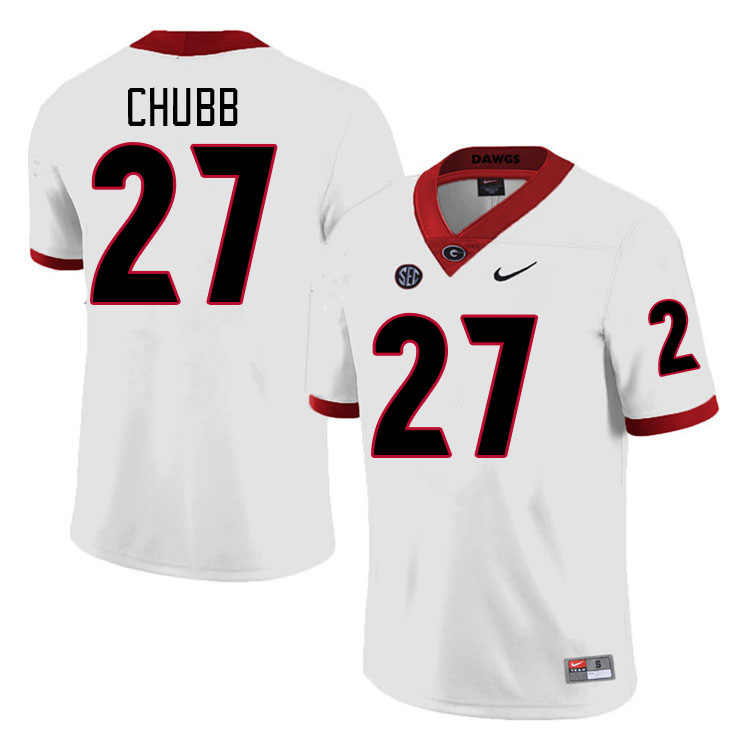 #27 Nick Chubb Georgia Bulldogs Jerseys Football Stitched-Retro White